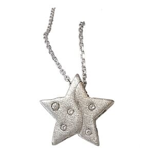 Vintage Sterling Silver Star pendant necklace 4th July Patriotic